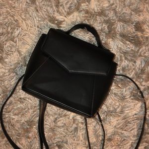 Black leather mini backpack
